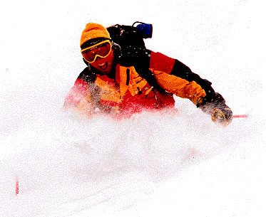 Helene having fun in the powder